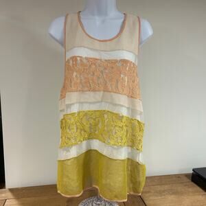 Anthropologie SUNDAY IN BROOKLYN Sz XL Womens Lace Tank Striped Colorblock Boho